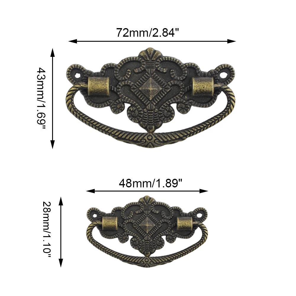 Set of 6 Antique Brass Handle Pull Ring Drawer Knobs