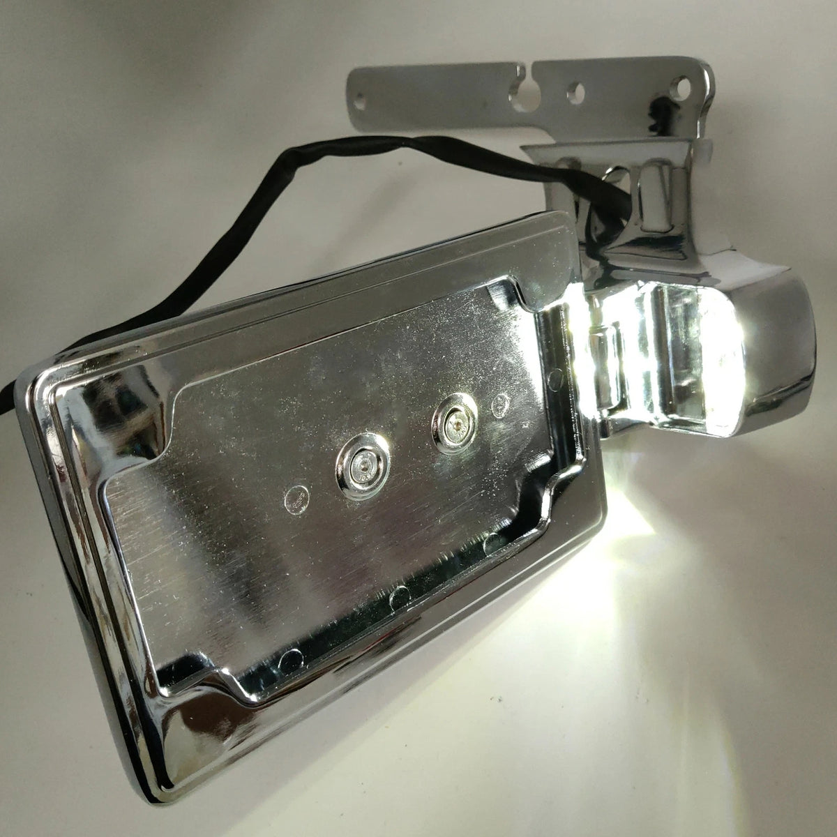 Chrome Skull License Plate Bracket w/ LED for Harley Forty Eight XL1200X (2010–2023)