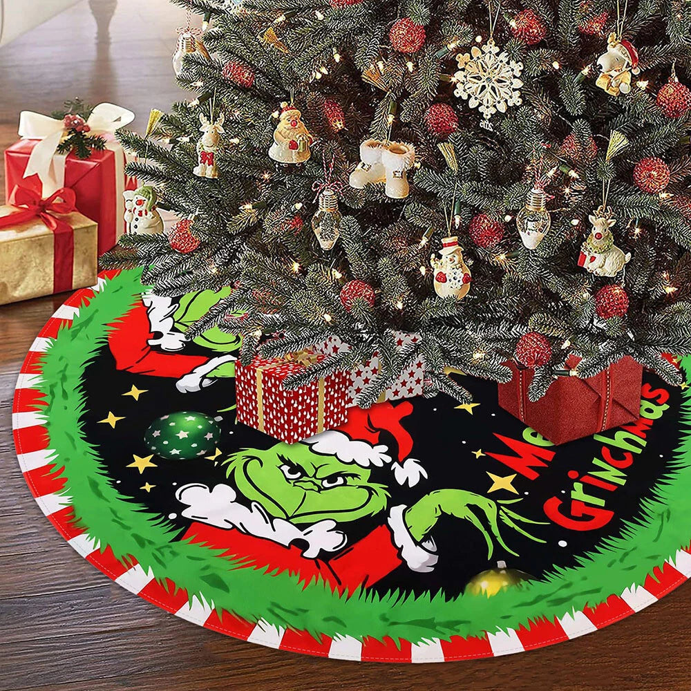 Christmas Tree Skirt Base Floor Mat 48 Inch Grinch Ornament