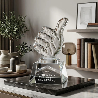 Great Dad Trophy Clear Optical Gemstone Desk Decor 4.8x2.6 Inches