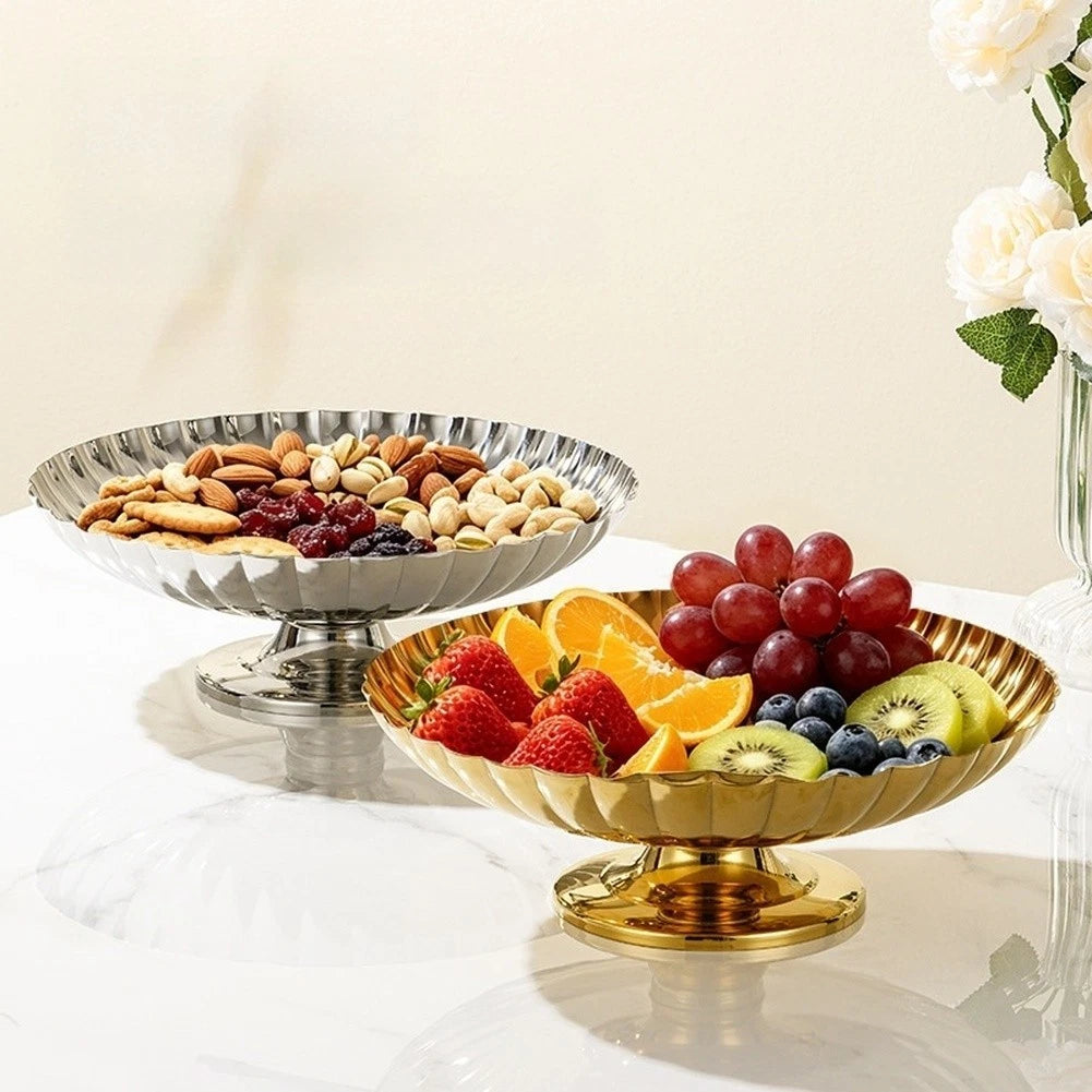 Stainless Steel Fruit Platter with Non-Slip Silicone Base