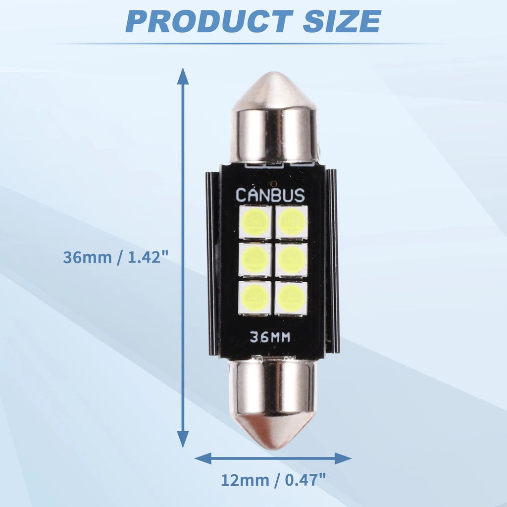 2X LED Dome Light Bulbs 3030 Chip 36mm for