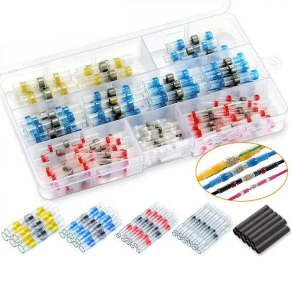 100pcs Waterproof Polyolefin Heat Shrink Butt Wire Connectors for Universal Use