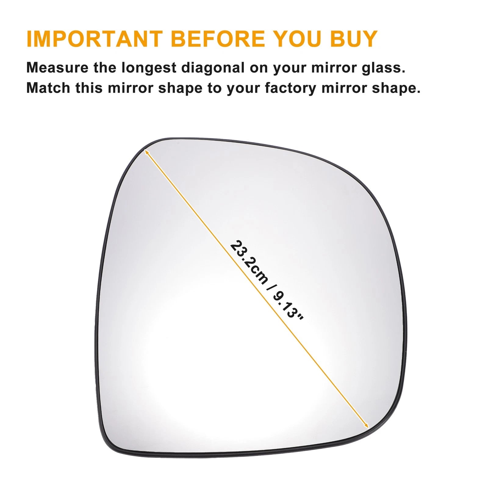 Right Side Mirror Glass Non Heated with Backing for Mercedes Vito (2003–2010)
