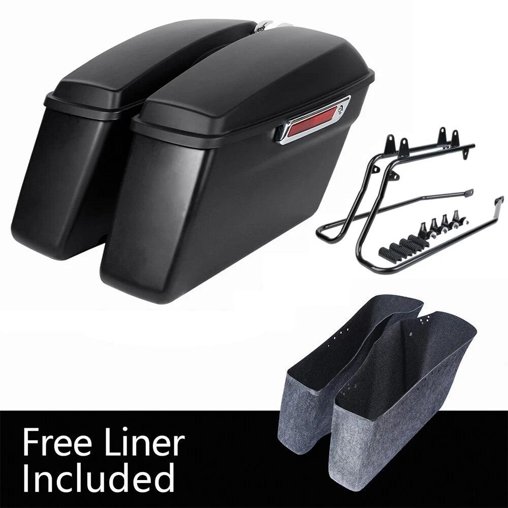 Matte Hard Saddle Bags with Conversion Brackets for Harley Softail (1984–2017)