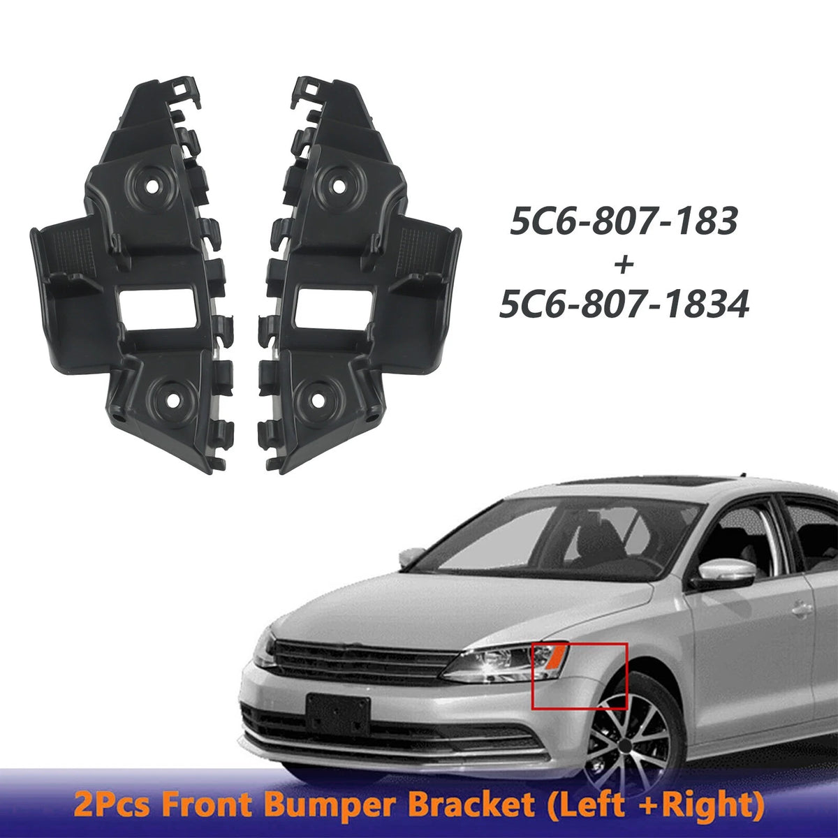 Set of 2 Front Bumper Holder Brackets for MK6 (5C6807183, 5C6807184)