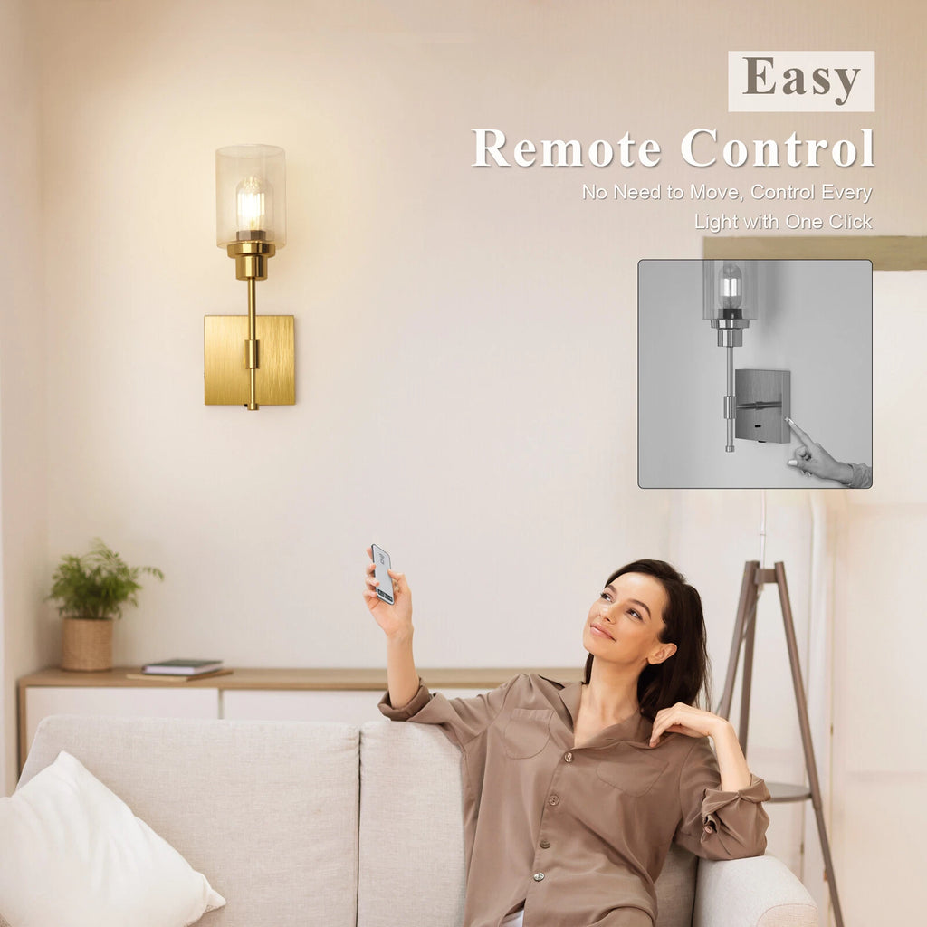 LED Wall Sconce for Rechargeable Battery Operation - Gold Finish