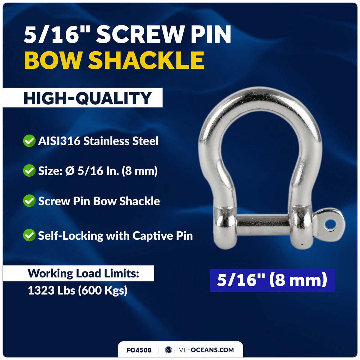 Set of 2 Screw Pin Anchor Shackles for Heavy Duty Applications (FO4508)