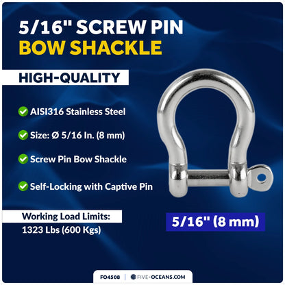 Set of 2 Screw Pin Anchor Shackles for Heavy Duty Applications (FO4508)