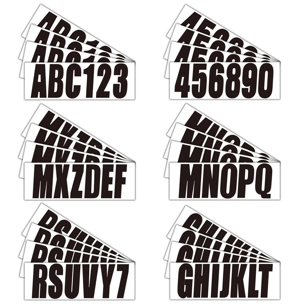 Set of 4 Waverunner Jetski PWC Registration Numbers A-Z 0-9 (Black)