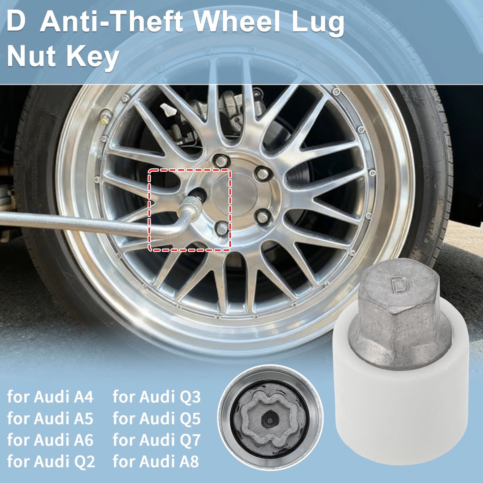 Wheel Lock Lug Nut Key Socket Removal Tool for Audi A4 (2005–2016)
