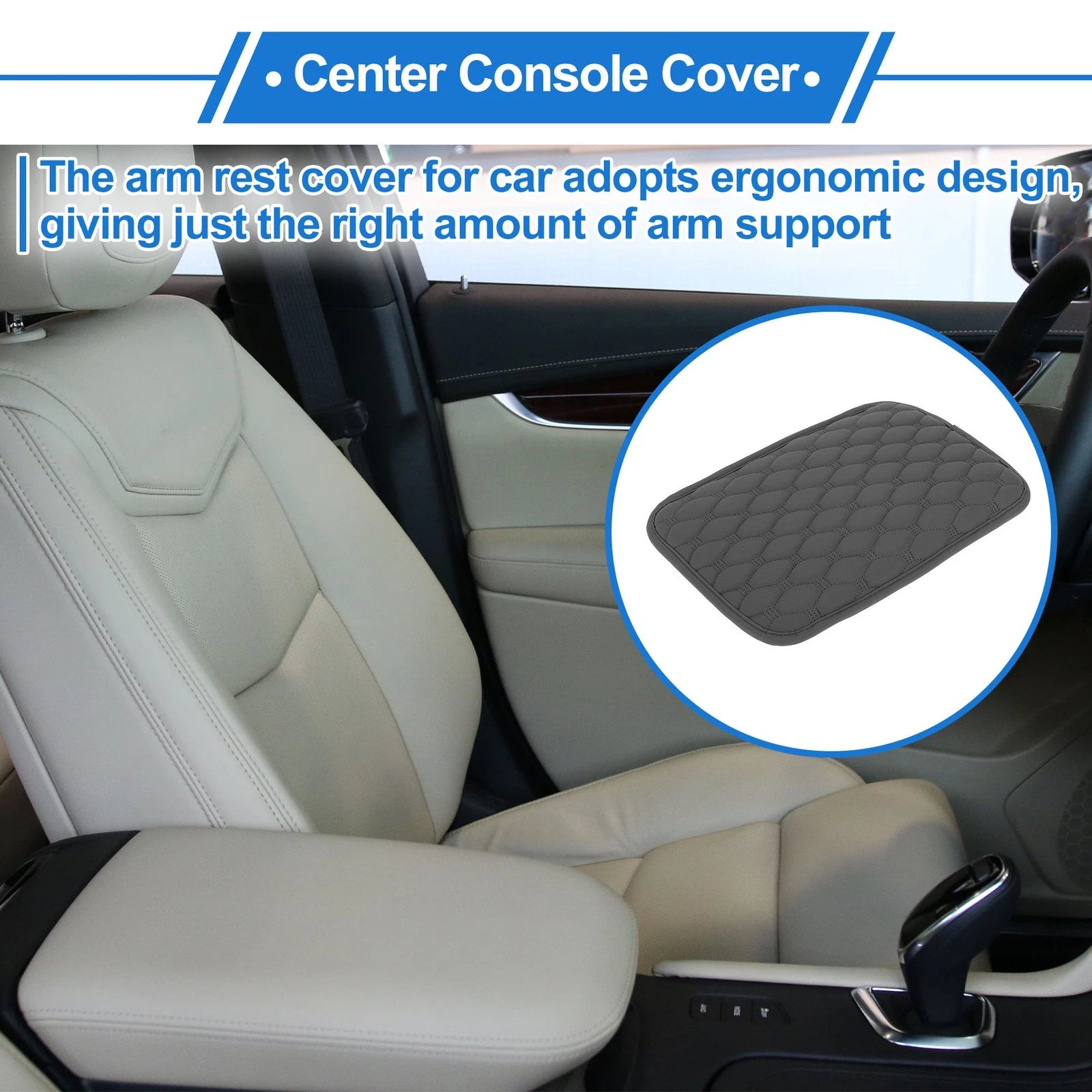 Armrest Pad with Storage for Car (11.81"x8.26", Grey)