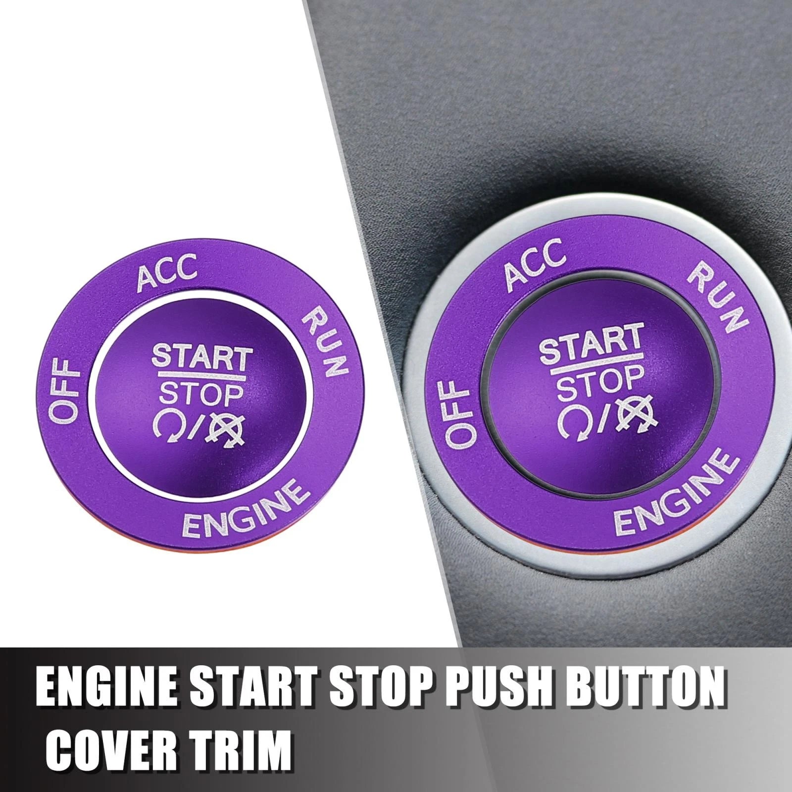 Engine Push Start Stop Button Cover Kit for Dodge Charger Challenger Purple (2015–2023)