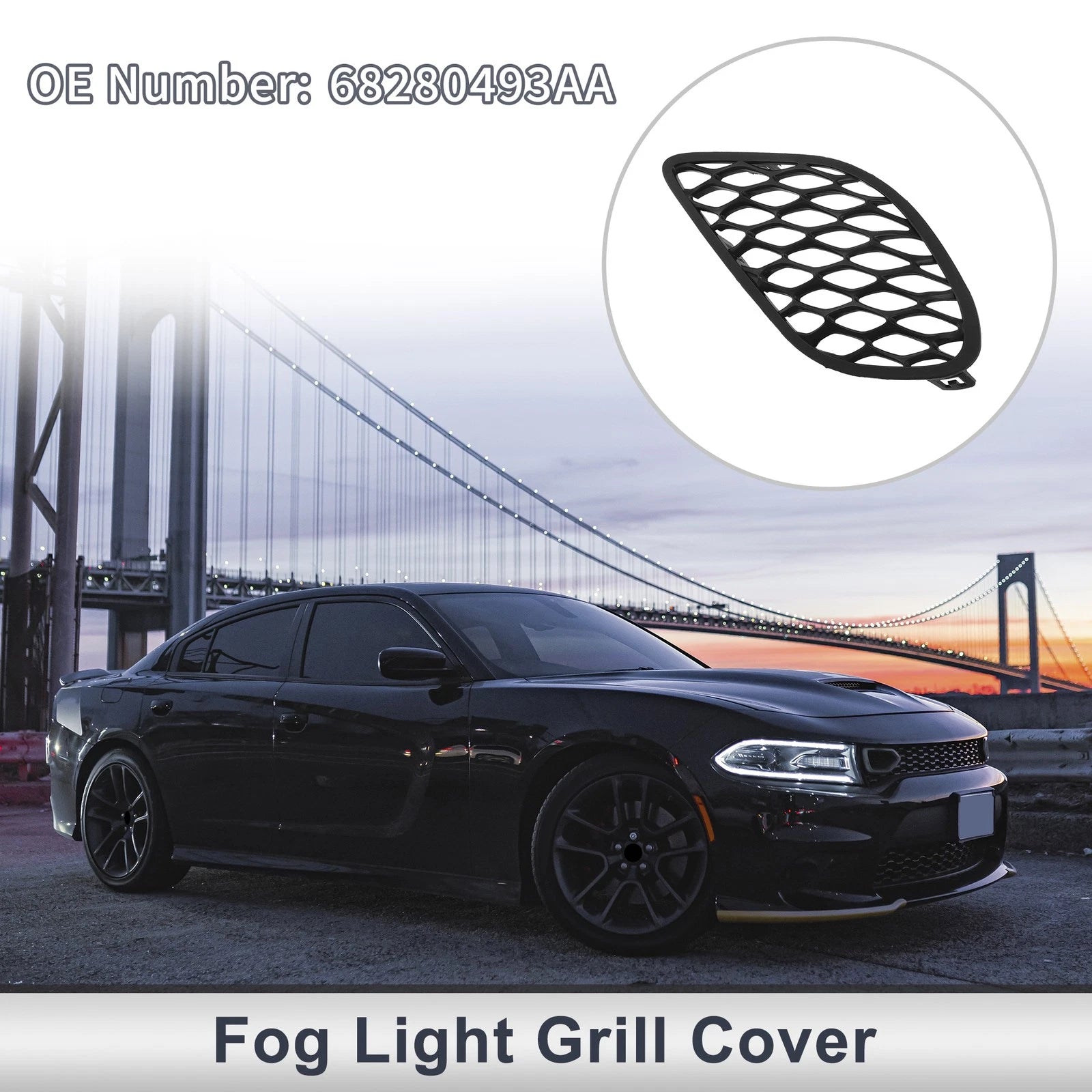 Front Left Fog Light Grill Replacement for Dodge Charger (2015–2022)
