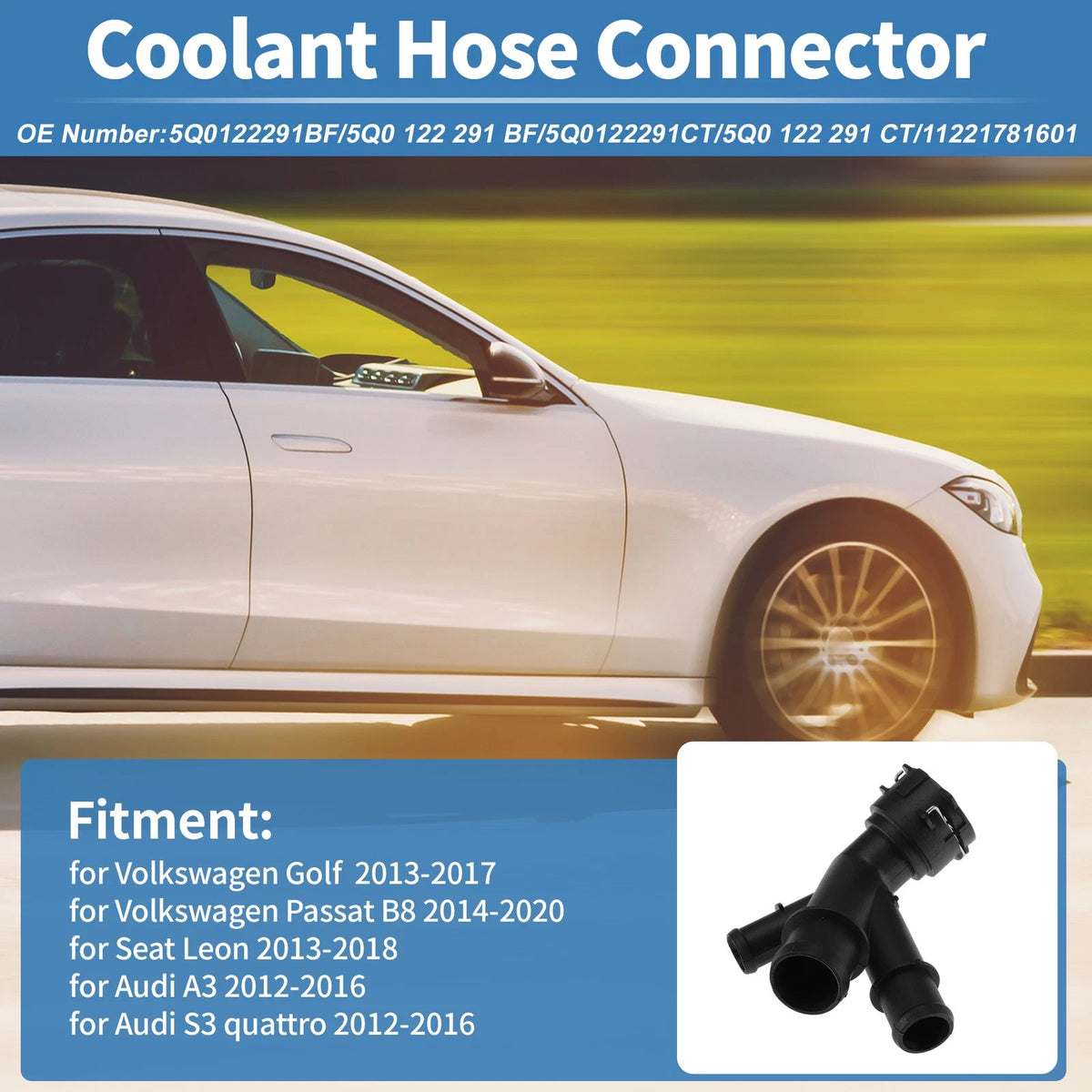 Engine Coolant Hose Connector Replacement for Volkswagen Golf 2013–2017 Plastic