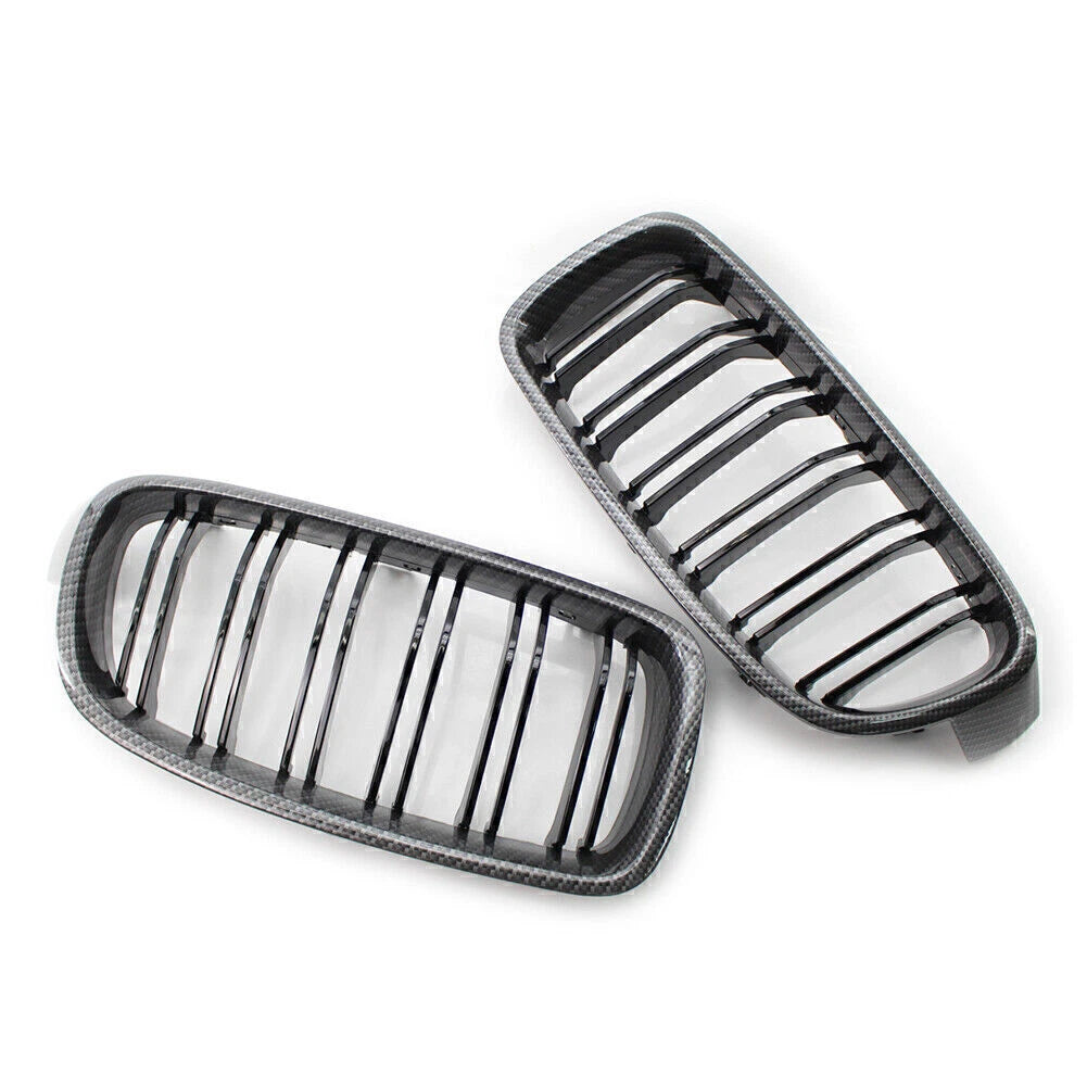2X Front Grille Kidney for BMW 3 Series F30 (2012–2018) Carbon Fiber Black