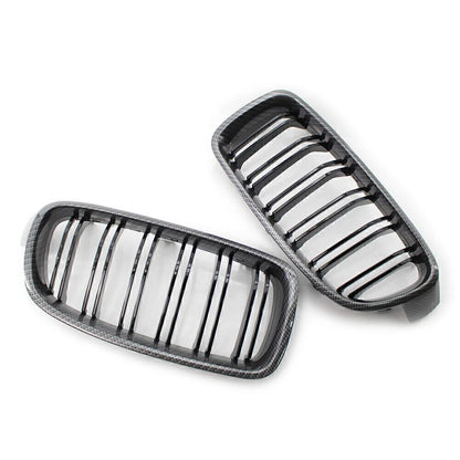 2X Front Grille Kidney for BMW 3 Series F30 (2012–2018) Carbon Fiber Black
