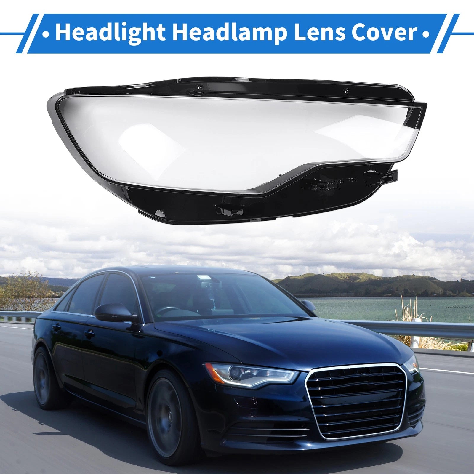 Headlight Lens Cover Front Right Replacement for Audi A6 (2012–2014)