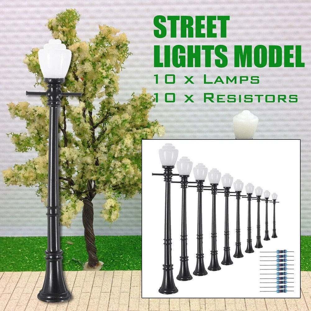 10 PCS LCX04 Lamp Post Lights for Model Railway (12V)