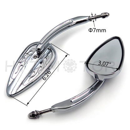 Pair Chrome Teardrop Racing Mirrors for Harley Street Bob Fat Bob (1982–2018)