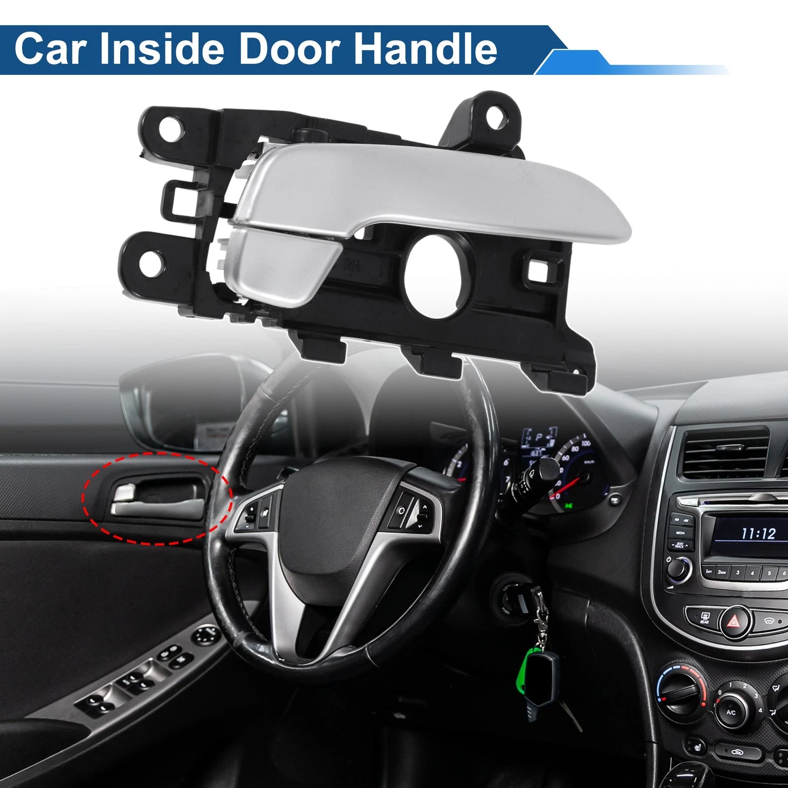 Front Driver Side Interior Door Handle for Kia K3 (2014–2017) Black Chrome