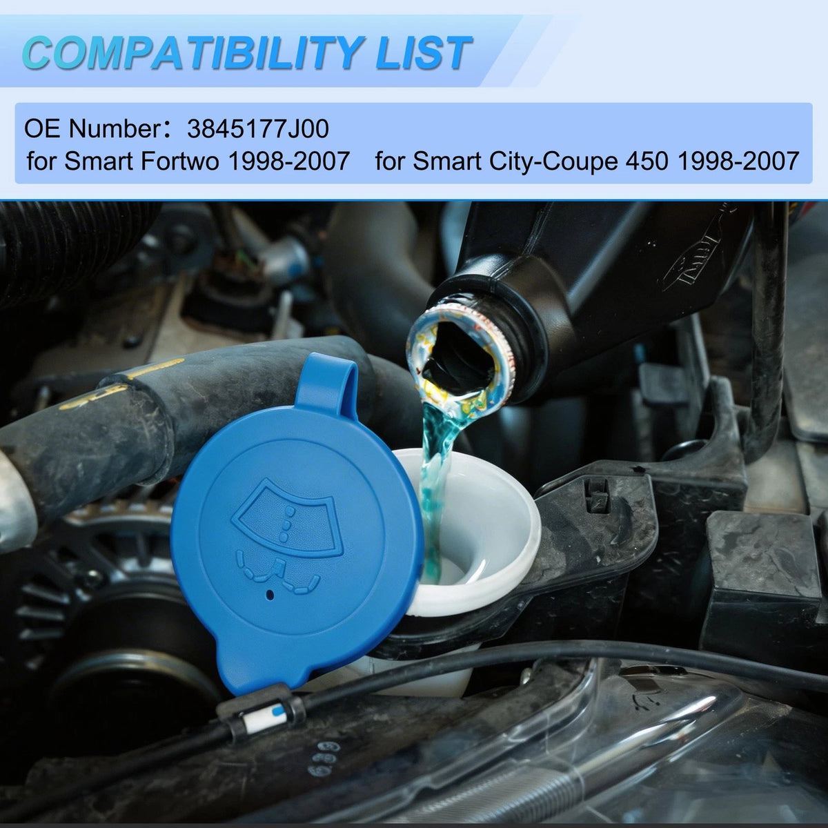 Washer Fluid Cap for Smart Fortwo (1998–2007) No. 3845177J00 Blue