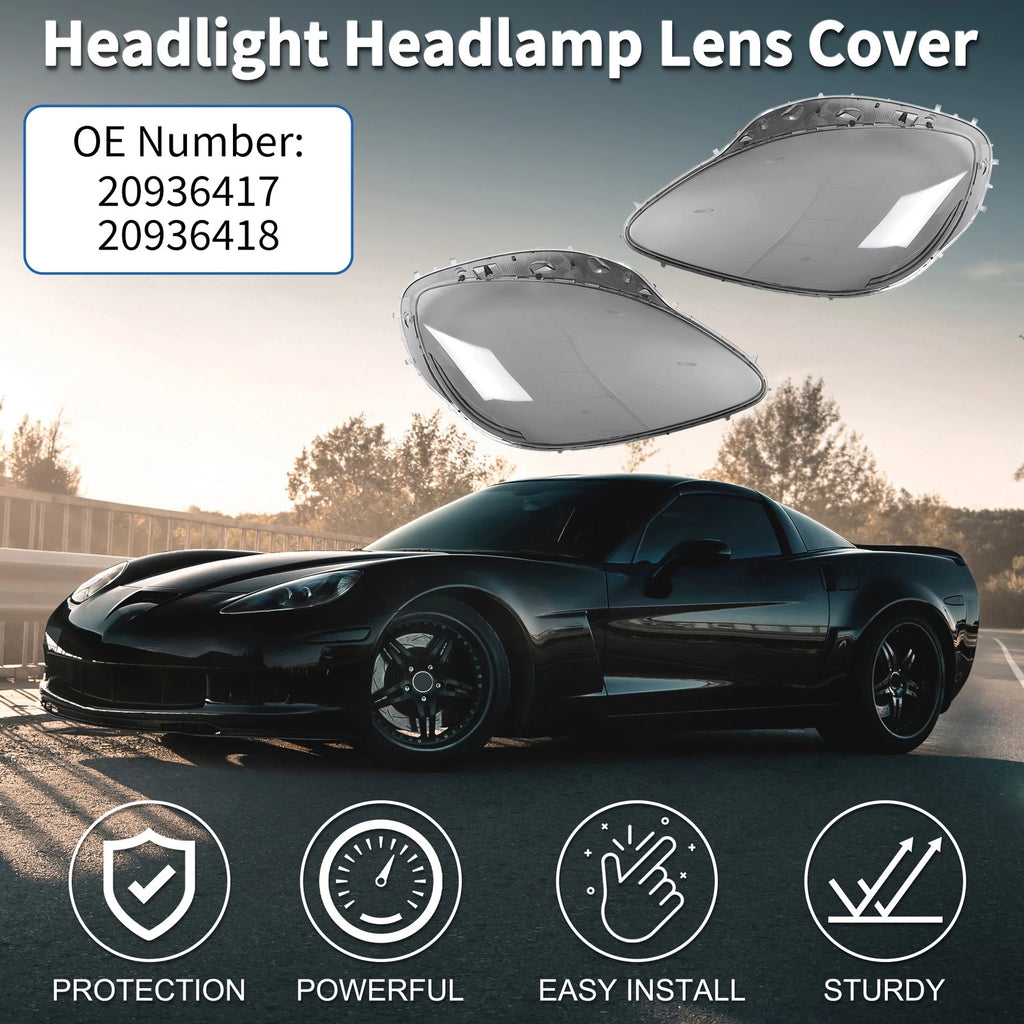 Headlight Lens Cover Front Set for Chevy Corvette C6 (2005–2013) Smoked