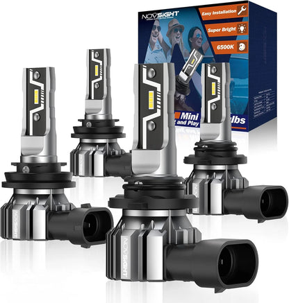 4X NOVSIGHT 9005 H11 LED Headlight Bulbs for High Low Beam (6500K)