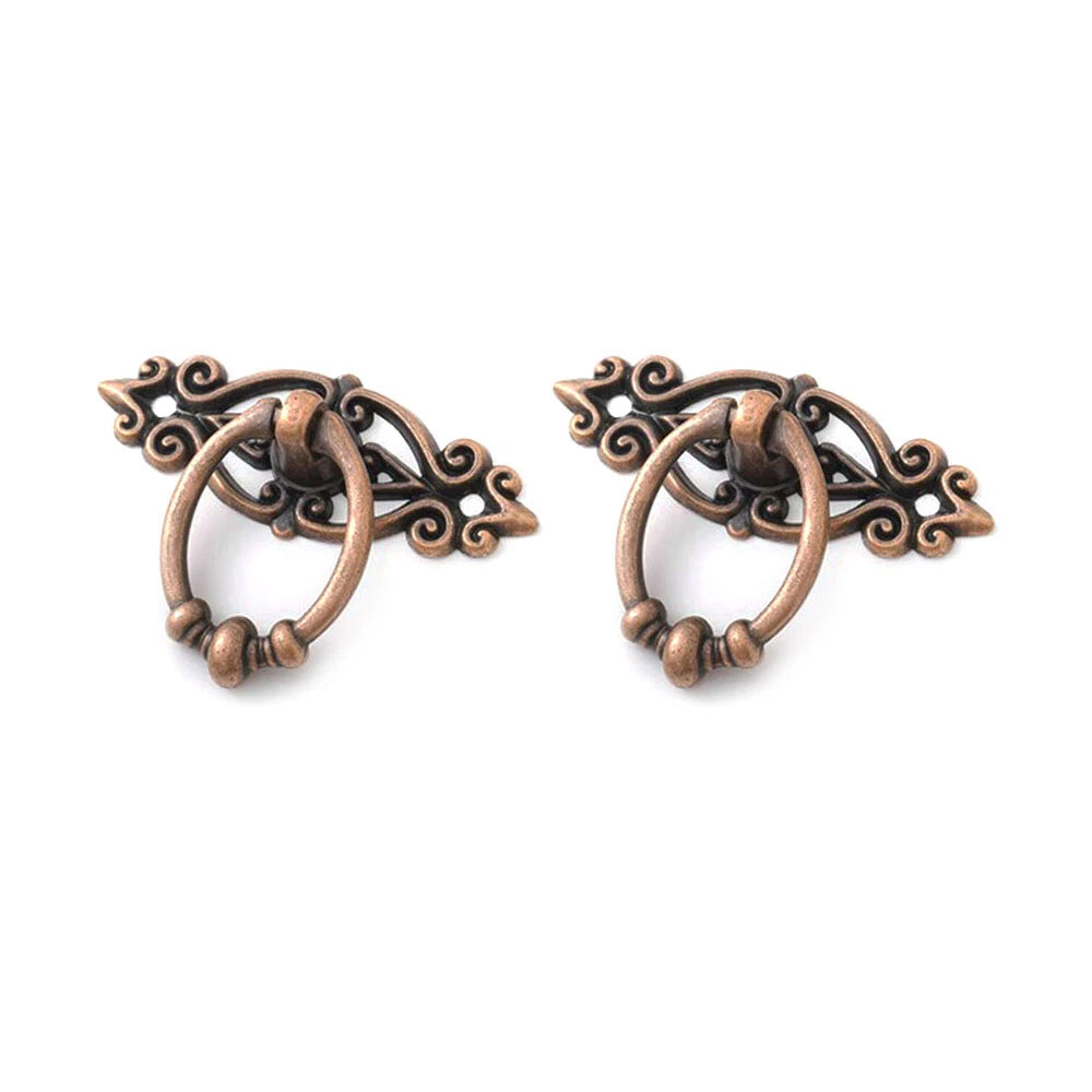 2Pc Zinc Alloy Cabinet Pulls Antique Door Pull Handle Cupboard Drawer Knob Decor