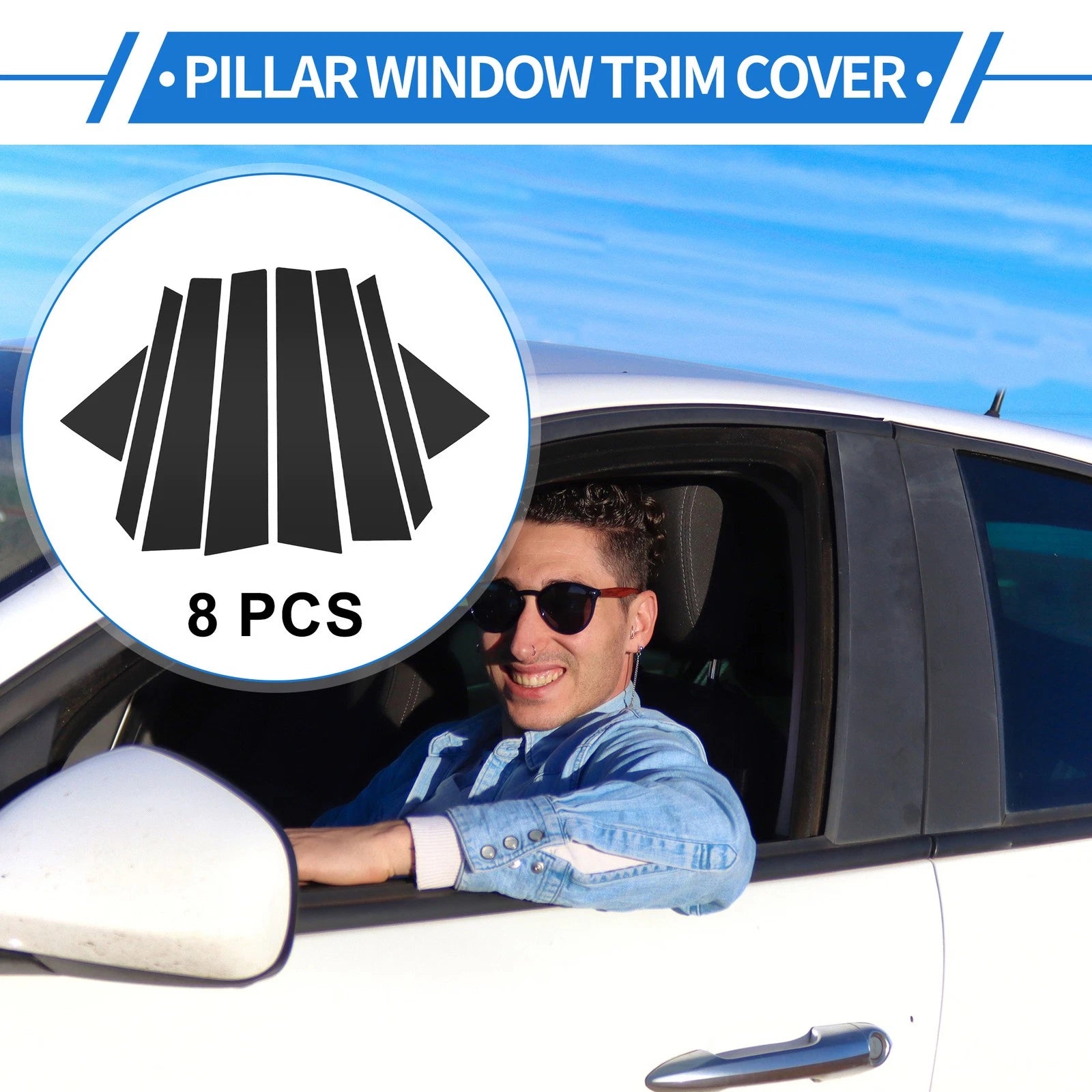 8 Pcs Door Pillar Window Trim Replacement for Hyundai Tucson (2016–2018)
