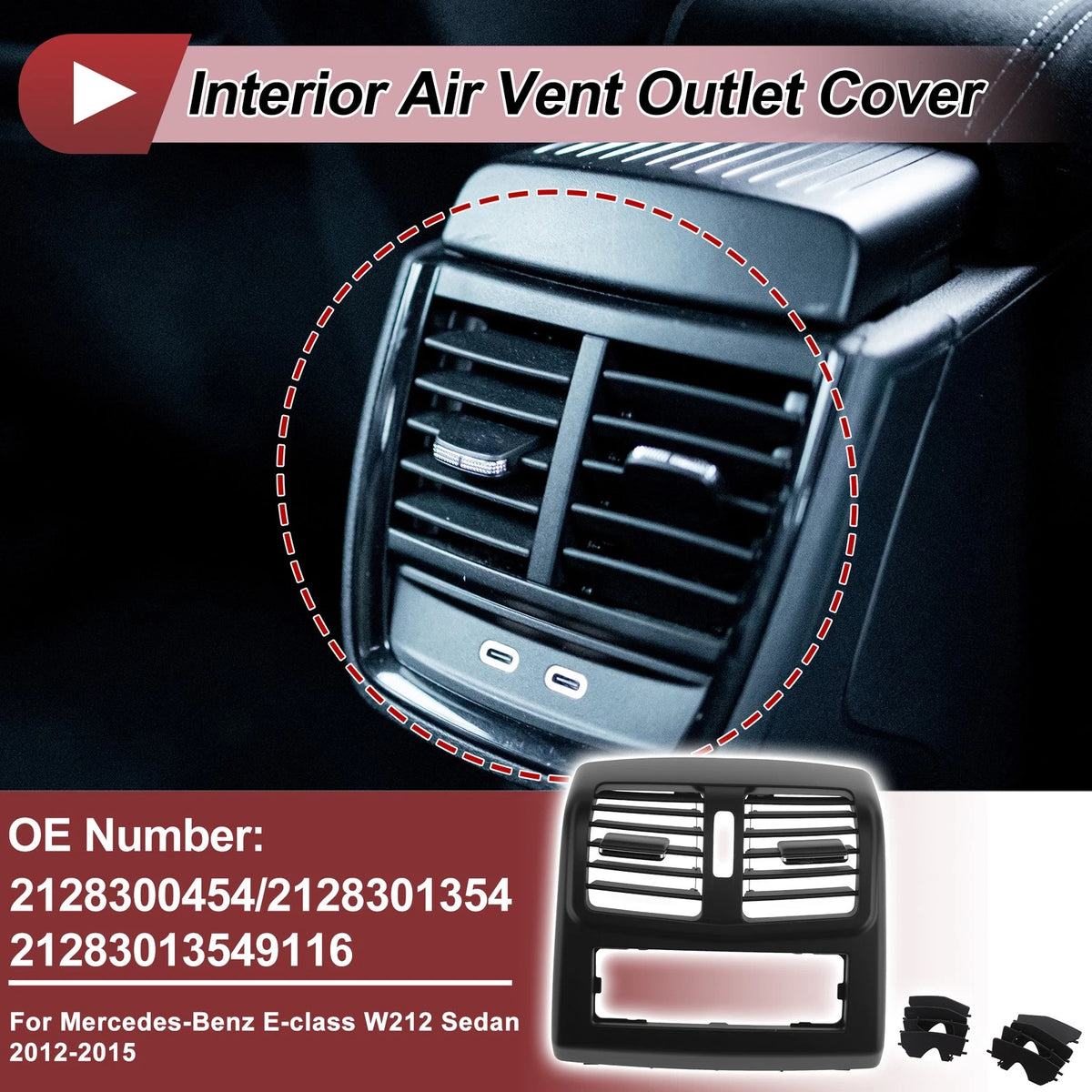 Rear Air Vent Outlet Cover Replacement for Mercedes-Benz E-Class (2012–2015)