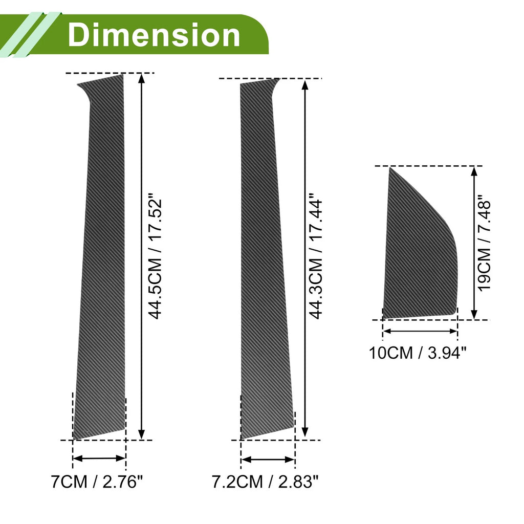 Pillar Window Trim Set for Chevy Aveo (2002–2006) Carbon Fiber Pattern Black