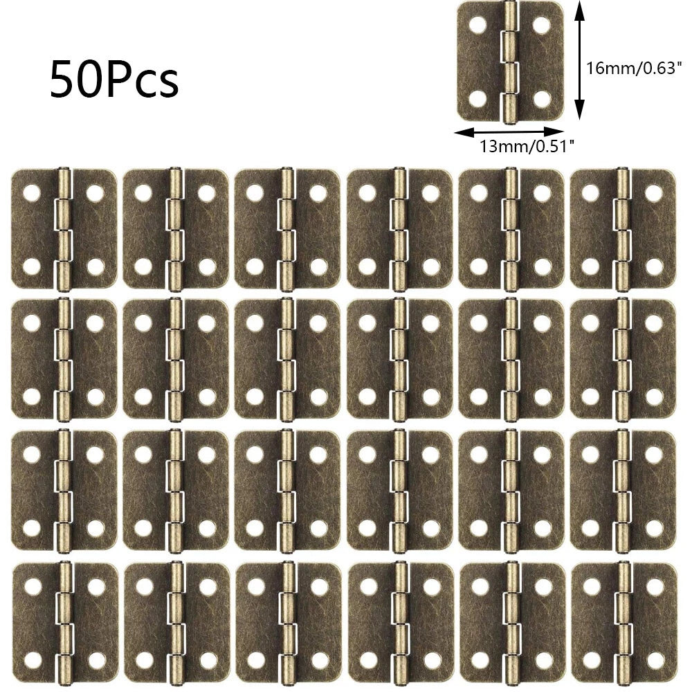 50pc 16x13mm Antique Hinges with Screws for Jewelry Box Cabinet