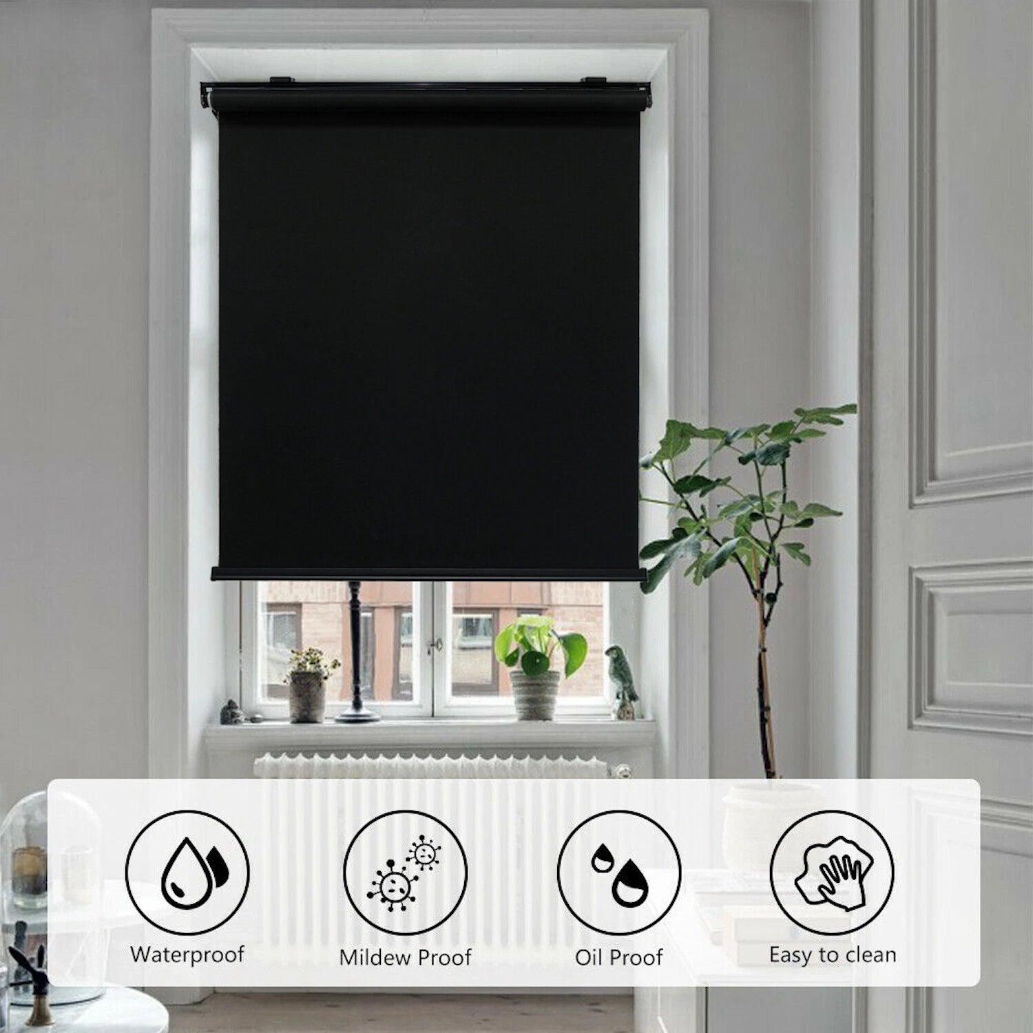 Cordless Roller Shades for Windows 60"x72" Waterproof Insulated