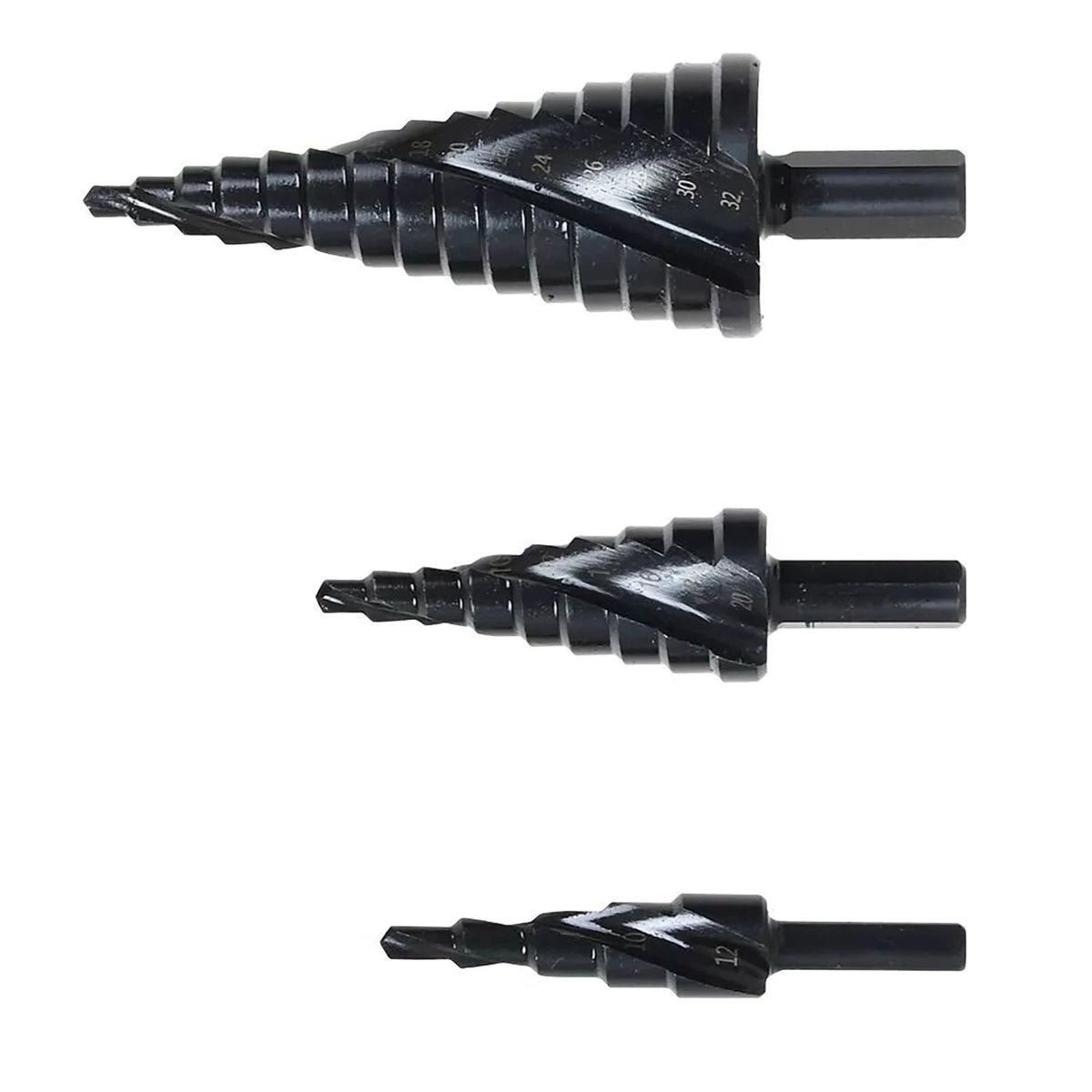 3Pcs HSS Step Drill Bit Set Titanium Metal Hole Cutter