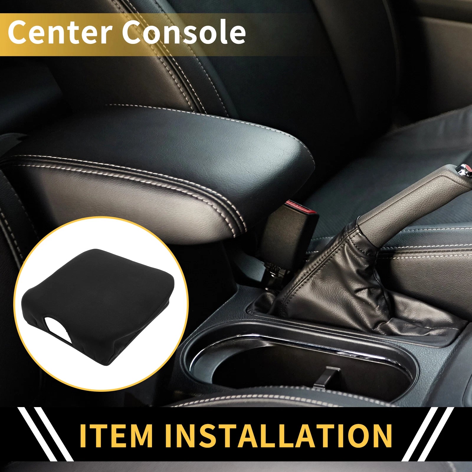 Center Console Lid Armrest Cover for Dodge Ram (Microfiber Leather)