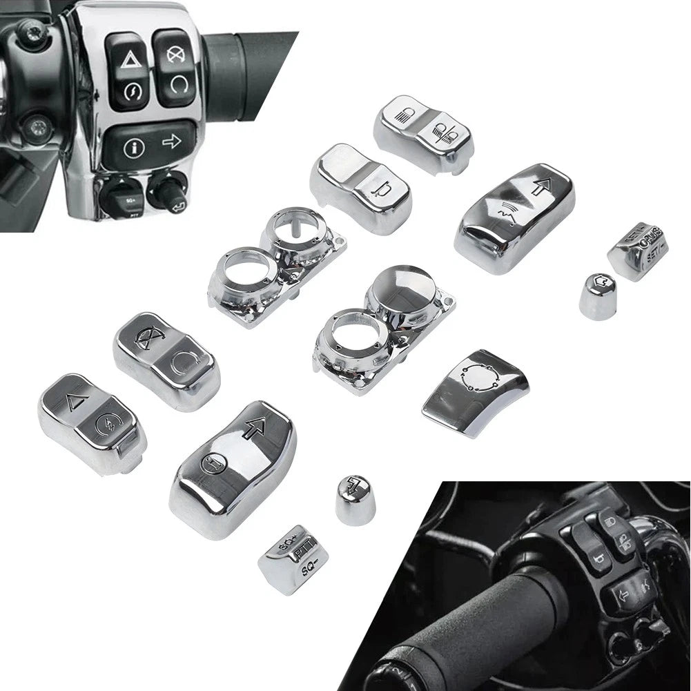 Chrome Hand Control Switch Housing Button Cap for Harley Road Electra Tri Glide