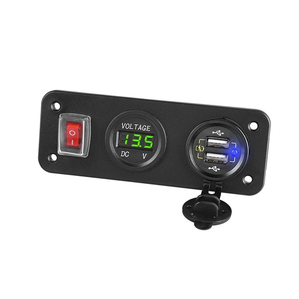 Dual USB Socket Panel for Marine Applications with Waterproof Cover