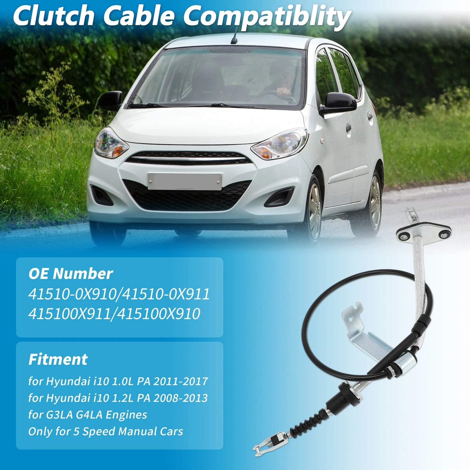 Clutch Cable Replacement for Hyundai i10 1.0L 1.2L (2014–2020)