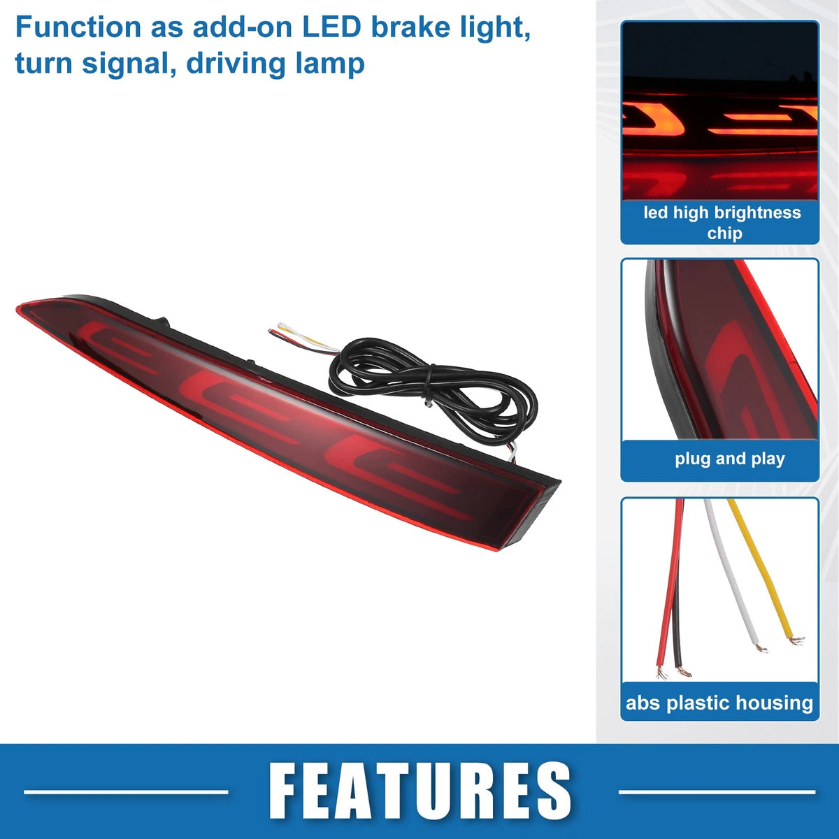 Rear Bumper Reflector Fog Brake Light Replacement for Hyundai Accent Verna (2012–2020)