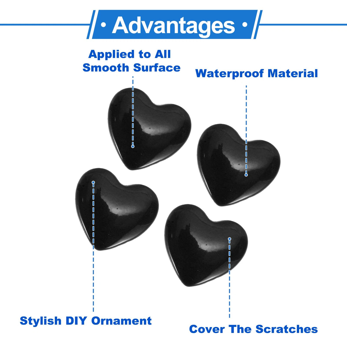 Set of 4 Heart Pattern Car Bumper Stickers Decals Waterproof 2.8x2.8cm