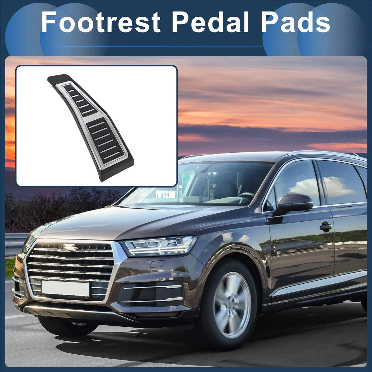 Footrest Pedal Cover Set for Audi Q7 (2015–2024) Automatic Manual Silver
