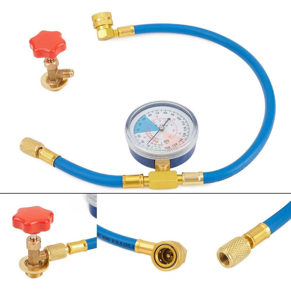 Practical R134A AC Car Air Conditioning Measuring Hose Gauge with Knob Handle