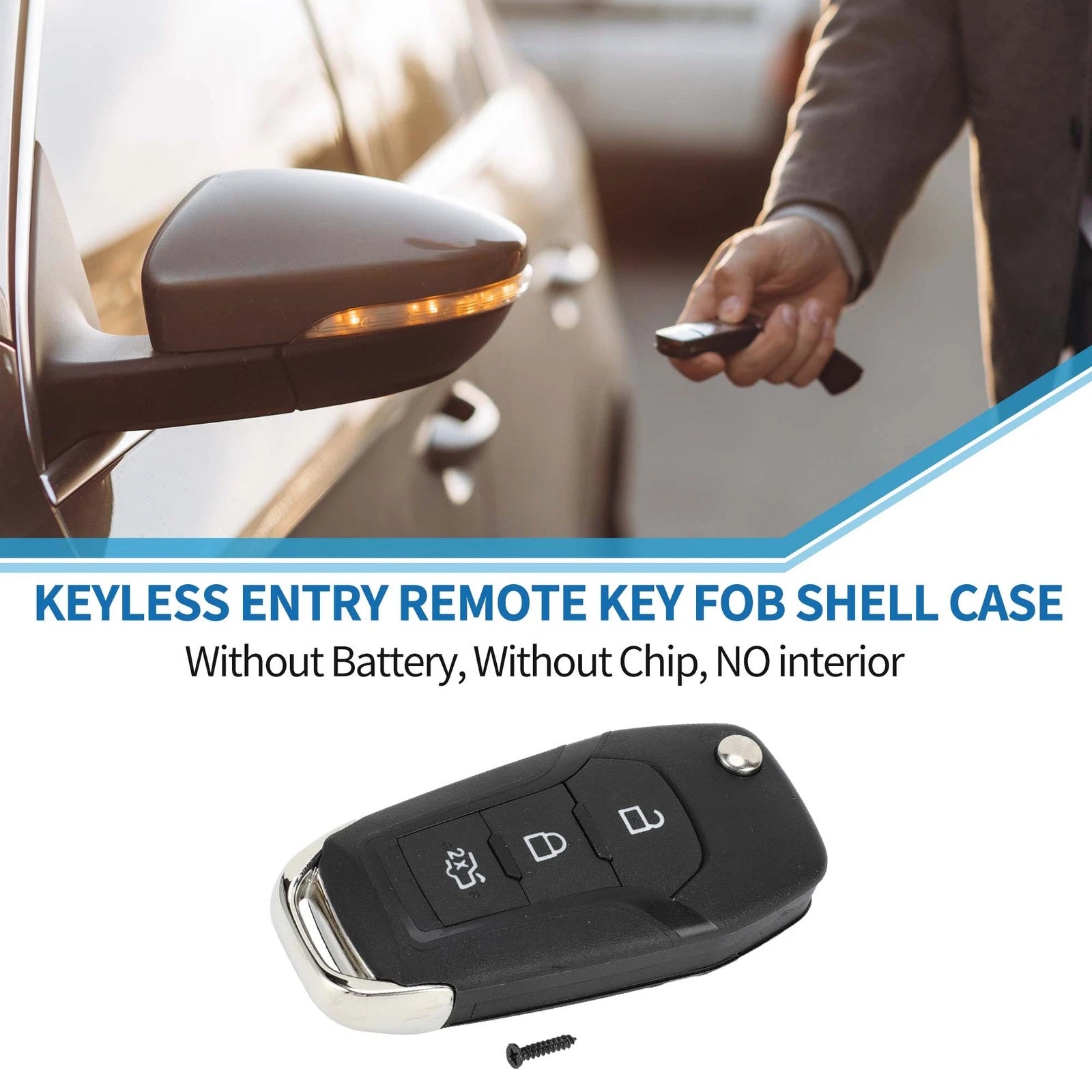 Keyless Entry Remote Key Shell Case for Ford Ka Fiesta Focus Transit (2011–2018)