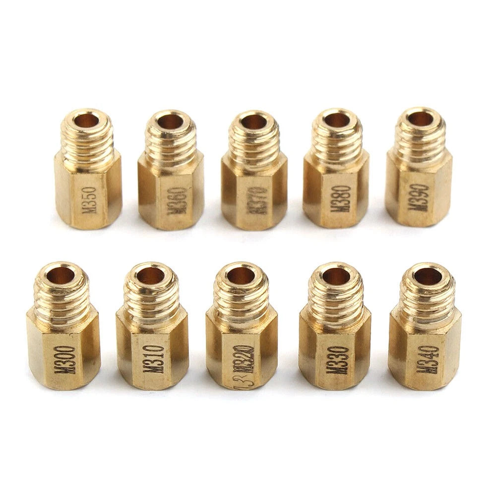 10Pcs Hex Style Main Jets Parts For Mikuni VM TM TMX 300-390 350 370 Replacement