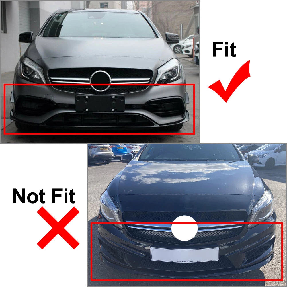 2X Front Bumper Lip Splitter Spoiler for Mercedes Benz A-Class (2016–2018)