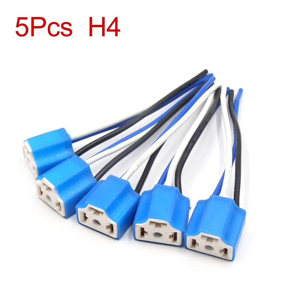 5pcs H4 LED Bulb Socket Connector for Universal Vehicles (Year Range)