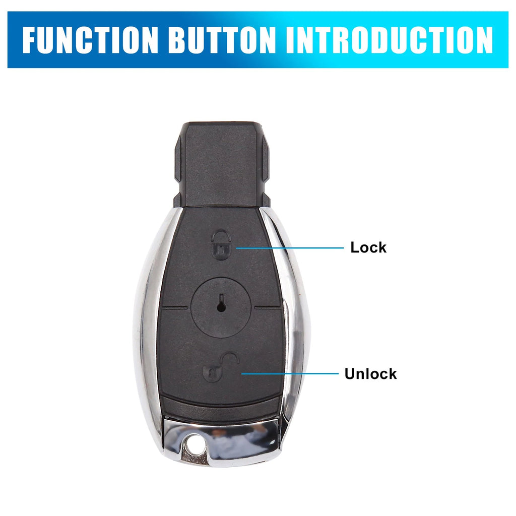 2 Button Uncut Key Fob Remote Case Shell Replacement for Mercedes (2000–2020)