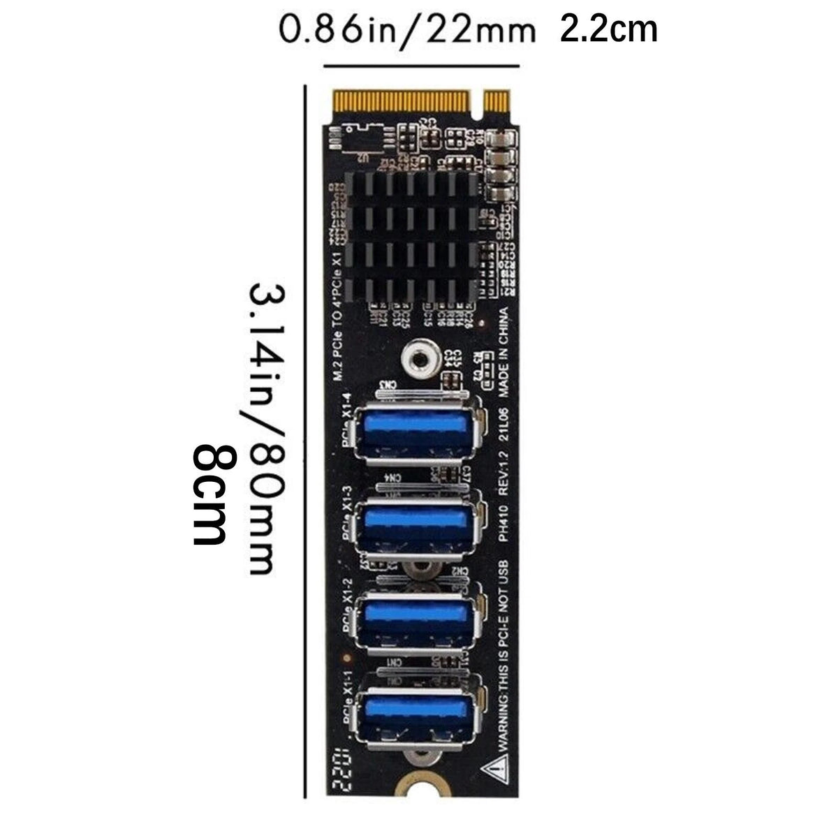 USB 3.0 PCI-E Card M.2 to PCIe Riser 4 Port Extension Adapter