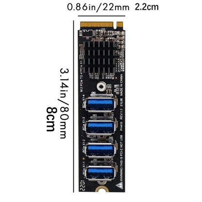 USB 3.0 PCI-E Card M.2 to PCIe Riser 4 Port Extension Adapter